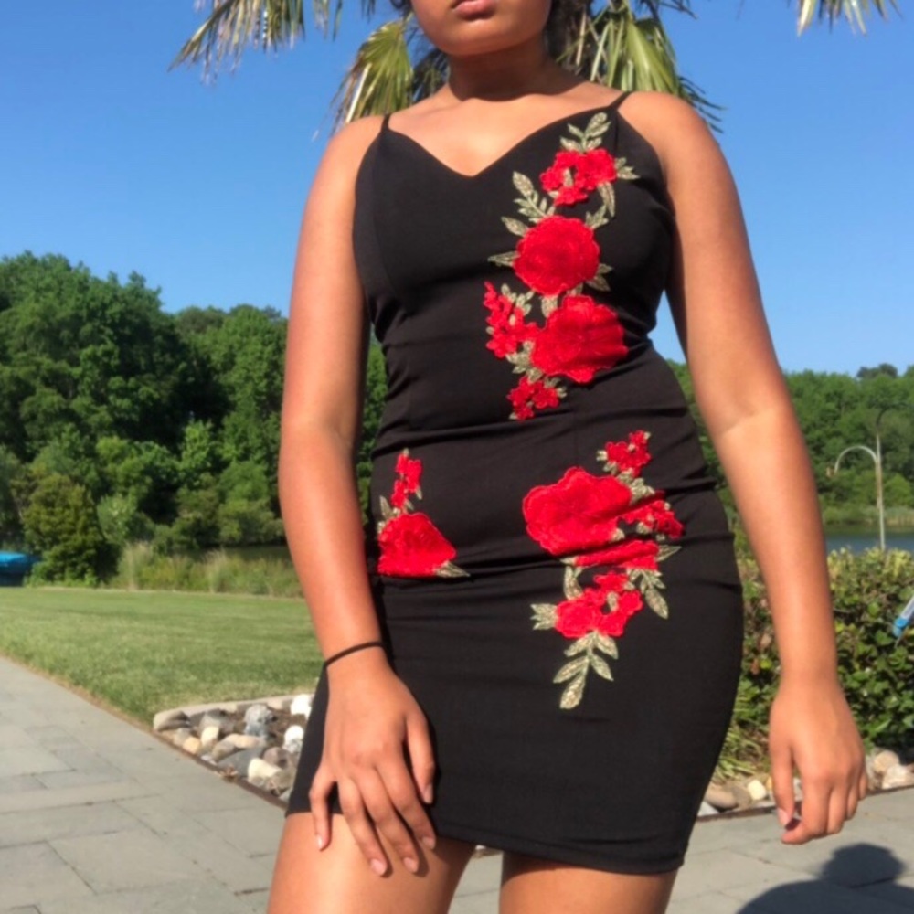 Black bodycon Charolette Russe floral dress